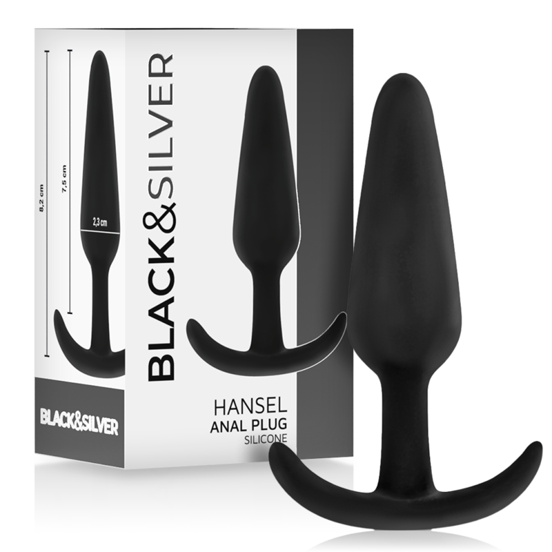 BLACK&SILVER - HANSEL SILICONE ANAL PLUG WITH SMALL HANDLE - My naughty haven #