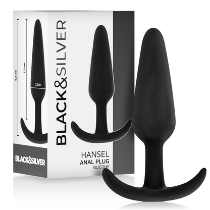 BLACK&SILVER - HANSEL SILICONE ANAL PLUG WITH SMALL HANDLE - My naughty haven #
