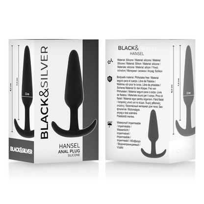 BLACK&SILVER - HANSEL SILICONE ANAL PLUG WITH SMALL HANDLE - My naughty haven #