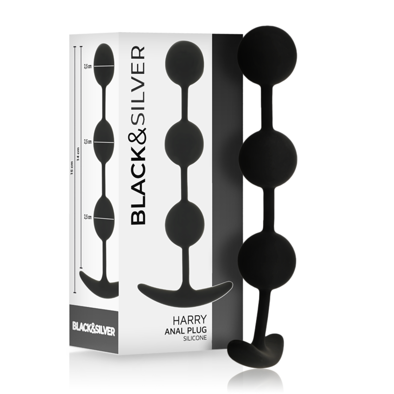 BLACK&SILVER - HARRY ANAL ROSARY 3 SILICONE SPHERES 14 CM - My naughty haven #