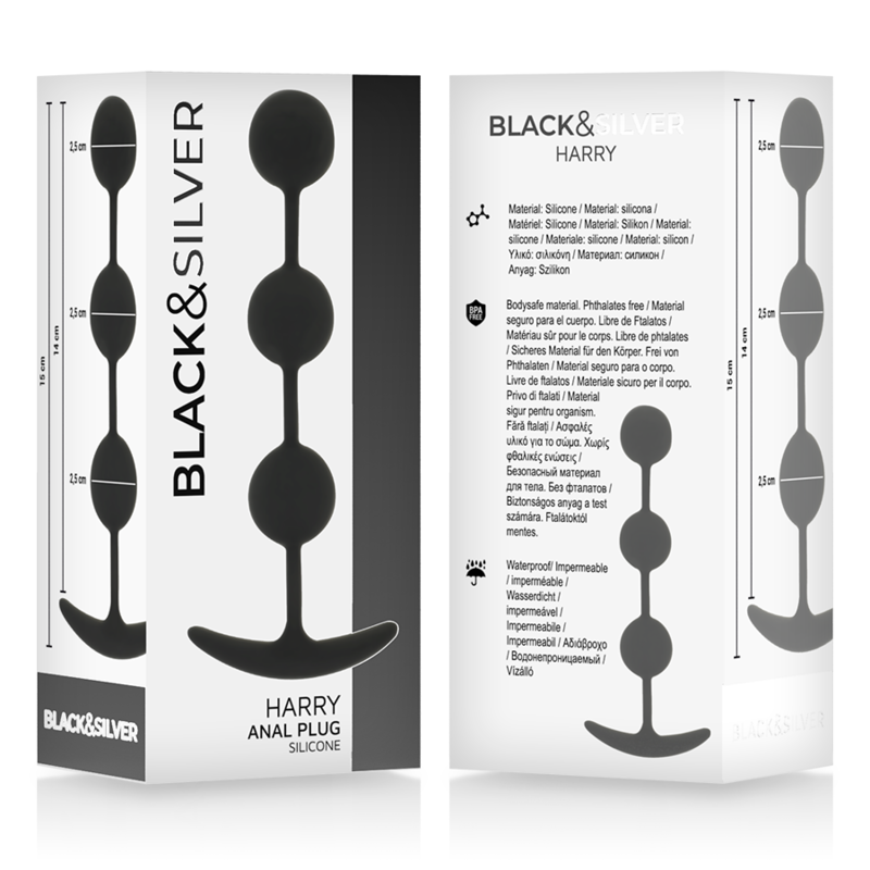 BLACK&SILVER - HARRY ANAL ROSARY 3 SILICONE SPHERES 14 CM - My naughty haven #