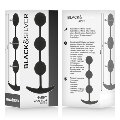 BLACK&SILVER - HARRY ANAL ROSARY 3 SILICONE SPHERES 14 CM - My naughty haven #