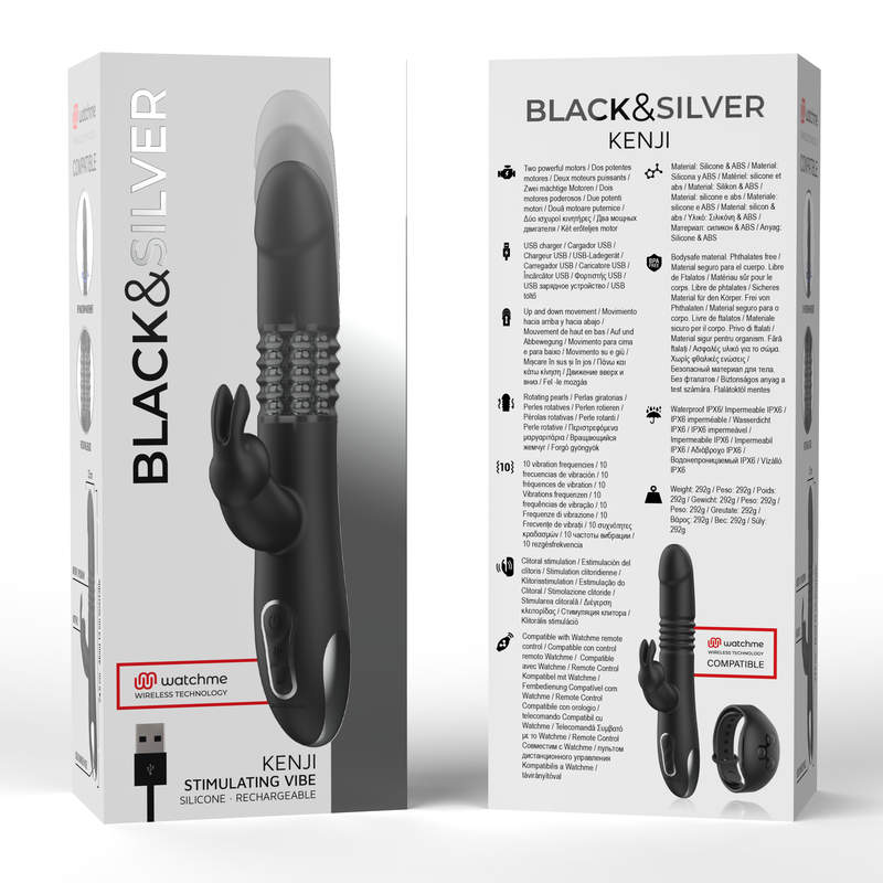 BLACK&SILVER - KENJI UP & DOWN RABBIT VIBRATOR + WATCHME REMOTE CONTROL - My naughty haven #