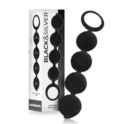 BLACK&SILVER - LENNON ANAL ROSARY 4 SILICONE SPHERES 15 CM - My naughty haven #