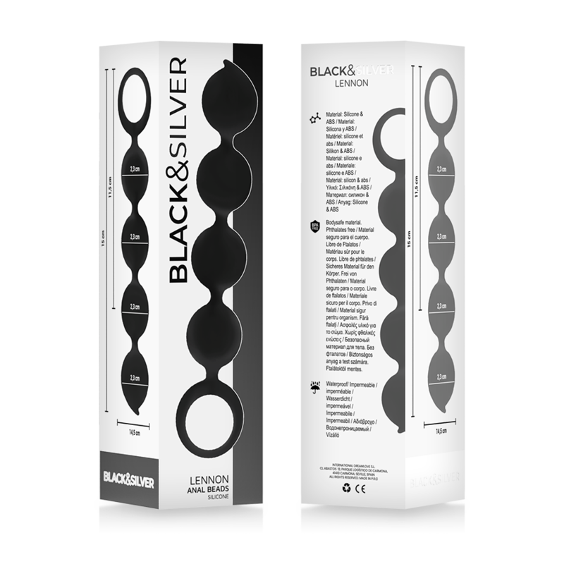 BLACK&SILVER - LENNON ANAL ROSARY 4 SILICONE SPHERES 15 CM - My naughty haven #