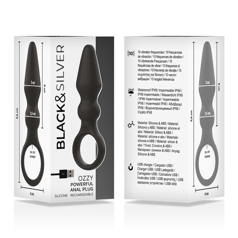 BLACK&SILVER - OZZY POWERFUL SILICONE ANAL PLUG - My naughty haven #