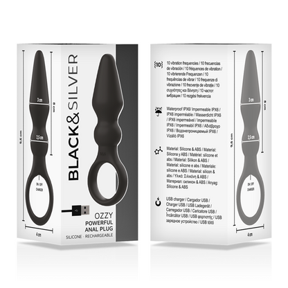 BLACK&SILVER - OZZY POWERFUL SILICONE ANAL PLUG - My naughty haven #