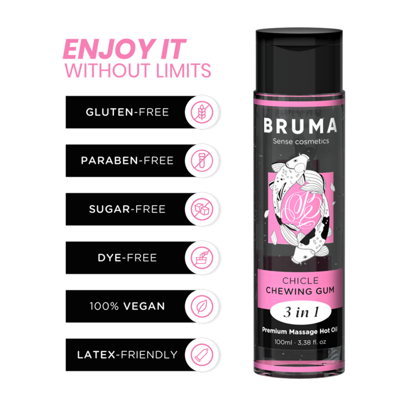BRUMA - PREMIUM MASSAGE HOT OIL CHEWING GUM 3 IN 1 - 100 ML - My naughty haven #