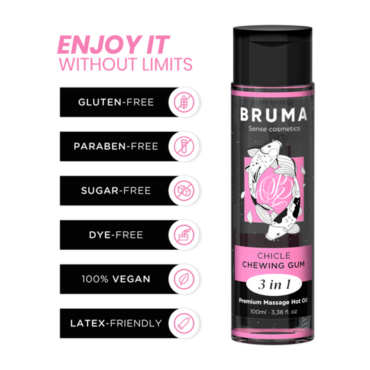 BRUMA - PREMIUM MASSAGE HOT OIL CHEWING GUM 3 IN 1 - 100 ML - My naughty haven #
