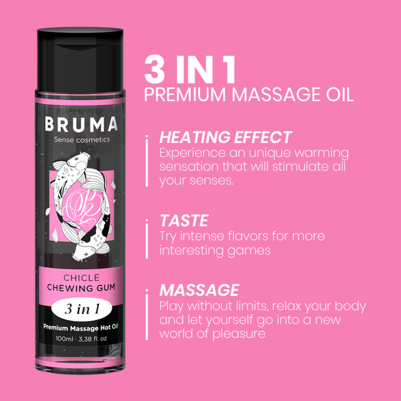 BRUMA - PREMIUM MASSAGE HOT OIL CHEWING GUM 3 IN 1 - 100 ML - My naughty haven #