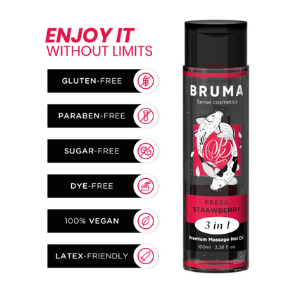 BRUMA - PREMIUM MASSAGE HOT OIL STRAWBERRY 3 IN 1 - 100 ML - My naughty haven #