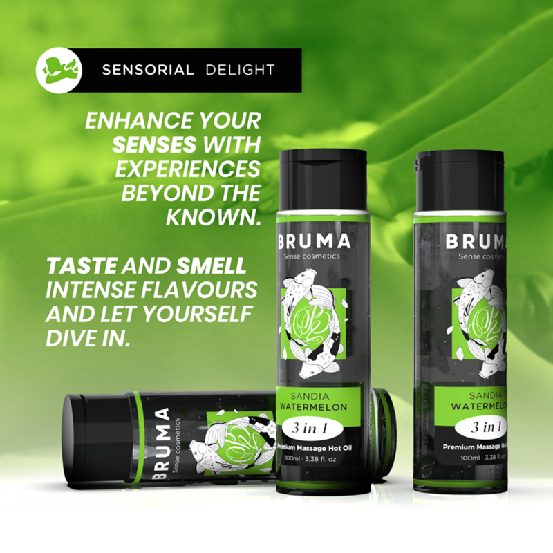 BRUMA - ПРЕМИУМ МАСАЖНО ГОРЕЩО МАСЛО ДИНЯ 3 В 1 - 100 МЛ