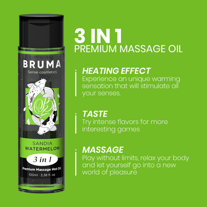 BRUMA - PREMIUM MASSAGE HOT OIL WATERMELON 3 IN 1 - 100 ML - My naughty haven #
