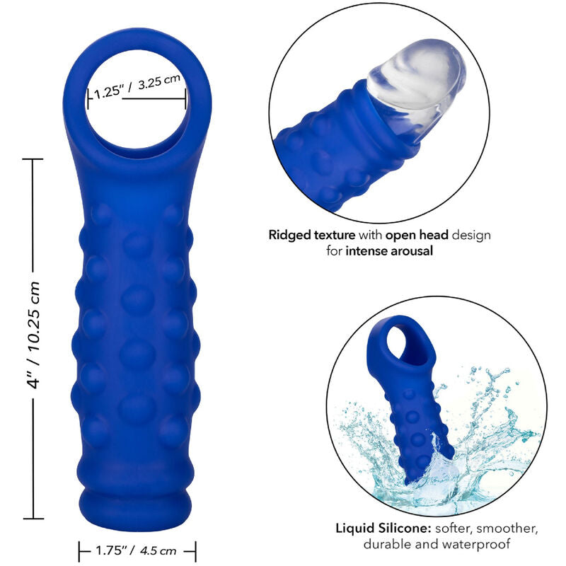 CALEXOTICS - ADMIRAL BEADED PENIS COVER LIQUID SILICONE BLUE - My naughty haven #