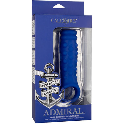 CALEXOTICS - ADMIRAL BEADED PENIS COVER LIQUID SILICONE BLUE - My naughty haven #
