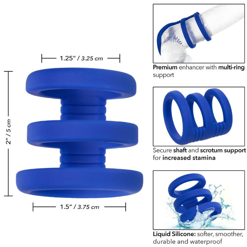 CALEXOTICS - ADMIRAL TRIPLE COCK CAGE BLUE - My naughty haven #