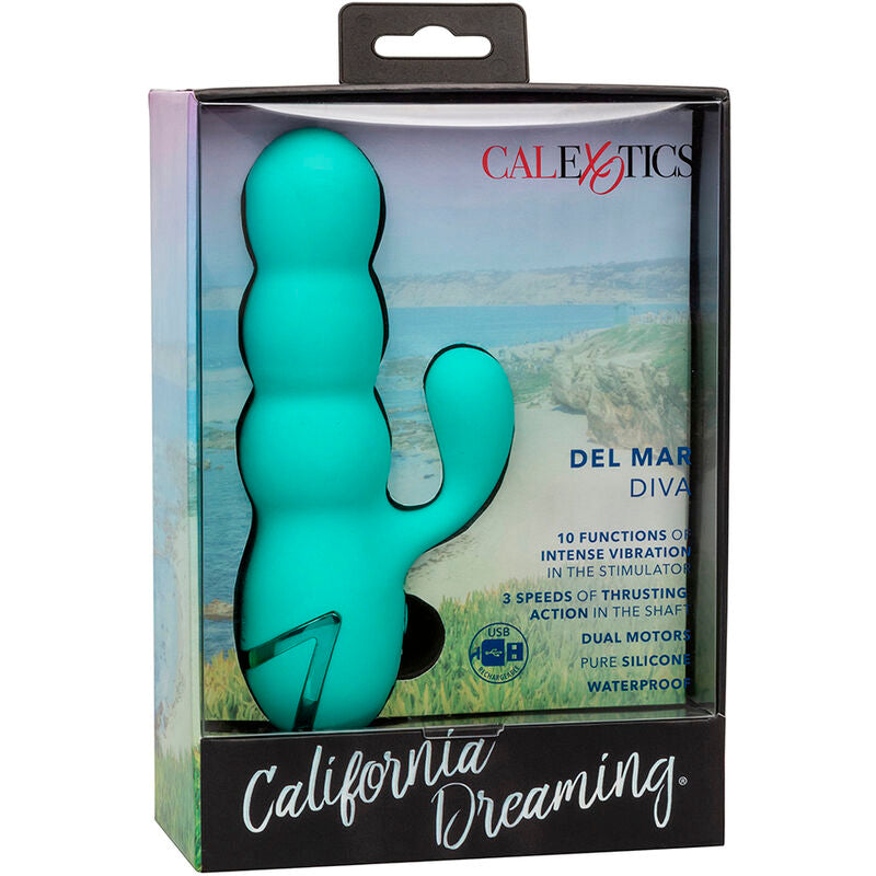 CALEXOTICS - DEL MAR DIVA ВИБРАТОР RABBIR AQUA GREEN ОТ CALIFORNIA DREAMING