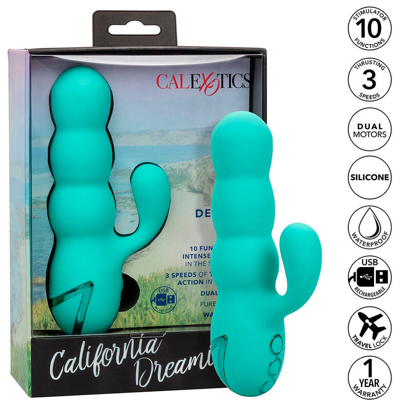 CALEXOTICS - DEL MAR DIVA ВИБРАТОР RABBIR AQUA GREEN ОТ CALIFORNIA DREAMING
