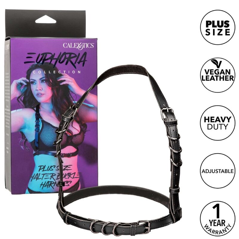 CALEXOTICS - EUPHORIA PLUS SIZE HALTER BUCKLE HARNESS BLACK - My naughty haven #