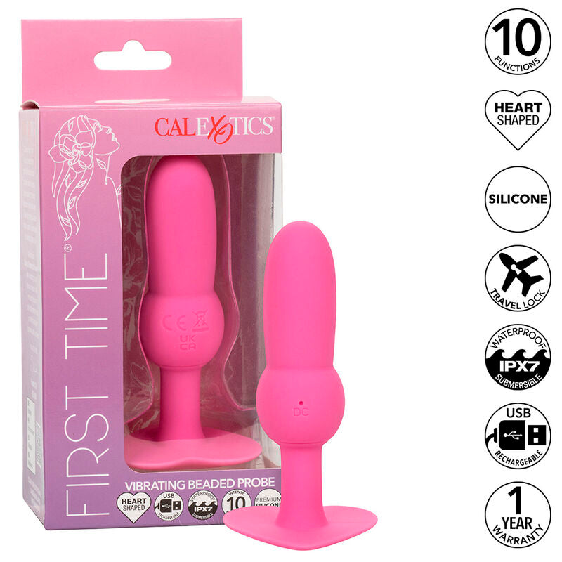 CALEXOTICS - FIRST TIME ANAL PLUG BEADED PROBE 10 VIBRATIONS PINK - My naughty haven #