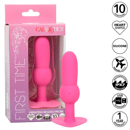 CALEXOTICS - FIRST TIME ANAL PLUG BEADED PROBE 10 VIBRATIONS PINK - My naughty haven #