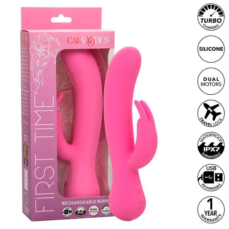 CALEXOTICS - FIRST TIME VIBRATOR RABBIT RECHARGEABLE PINK - My naughty haven #