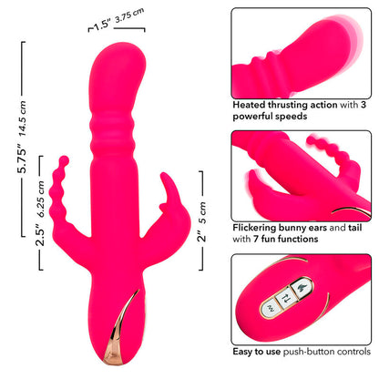CALEXOTICS - JACK FANTASY TRIPLE HEATED VIBRATOR RABBIT PINK - My naughty haven #