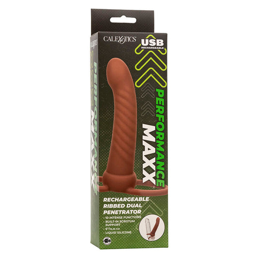 CALEXOTICS - MAXX RIBBED DUAL PENETRATOR 10 ВИБРАЦИИ КАФЯВ