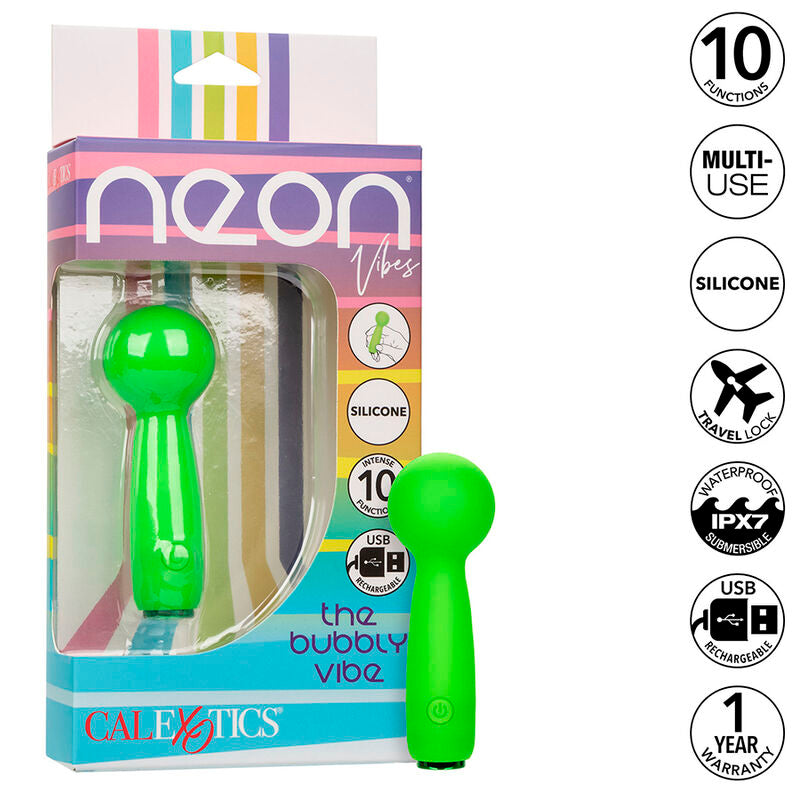 CALEXOTICS - NEON VIBES THE BUBBLY VIBE MINI MASSAGER 10 VIBRATIONS GREEN - My naughty haven #