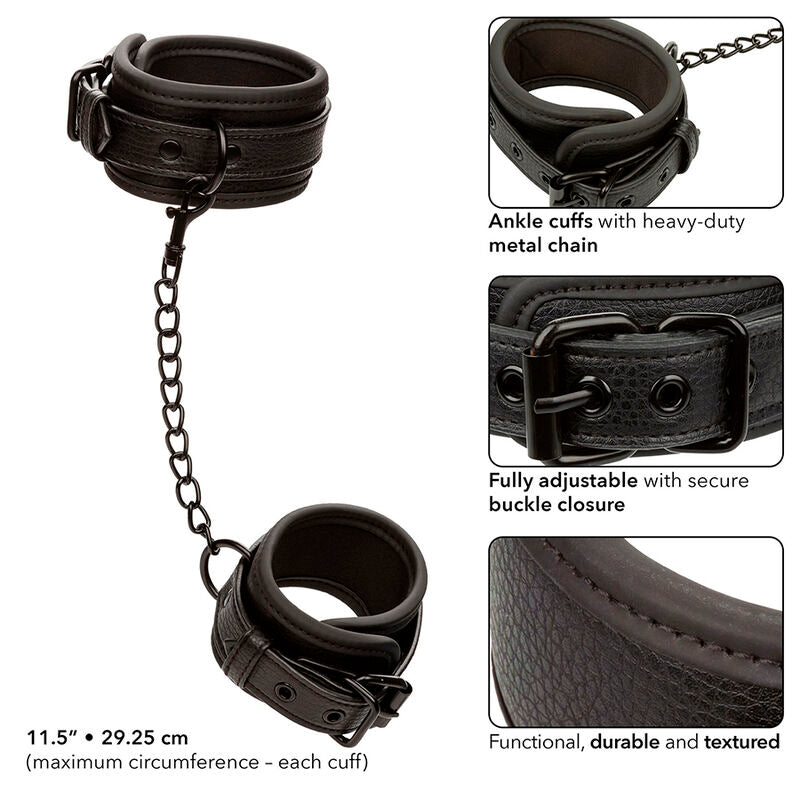 CALEXOTICS - NOCTURNAL ANKLE CUFFS LEATHER ADJUSTABLE BLACK - My naughty haven #