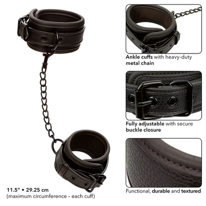 CALEXOTICS - NOCTURNAL ANKLE CUFFS LEATHER ADJUSTABLE BLACK - My naughty haven #
