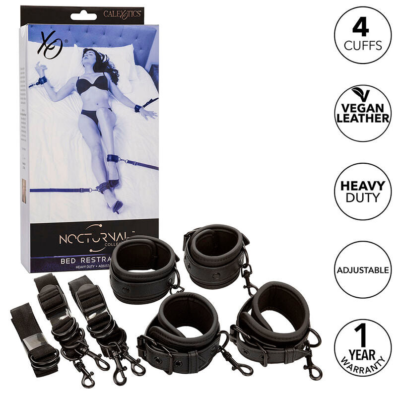 CALEXOTICS - NOCTURNAL BED RESTRAINTS LEATHER ADJUSTABLE BLACK - My naughty haven #