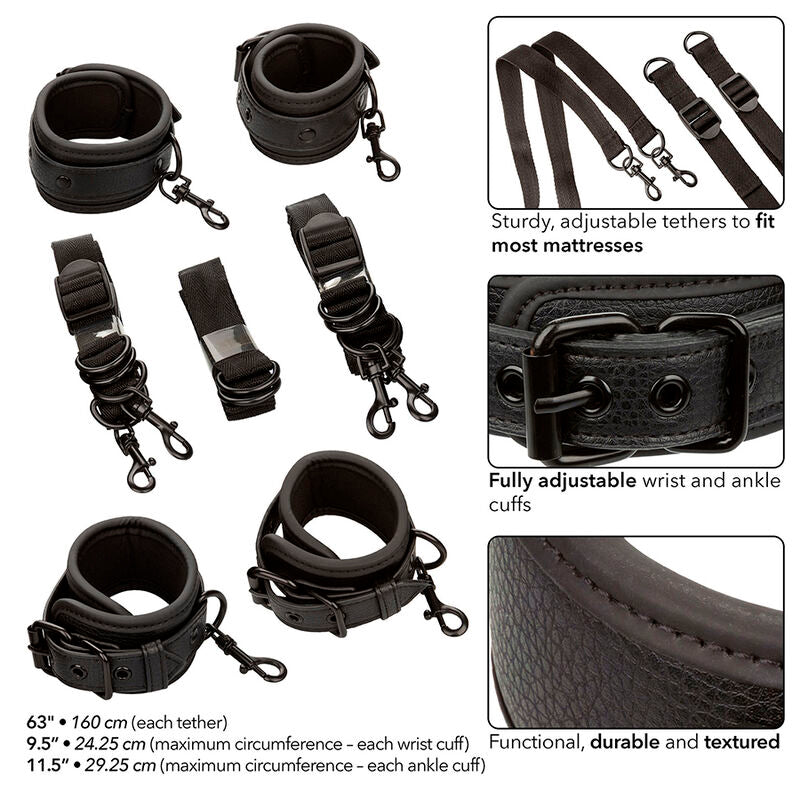 CALEXOTICS - NOCTURNAL BED RESTRAINTS LEATHER ADJUSTABLE BLACK - My naughty haven #