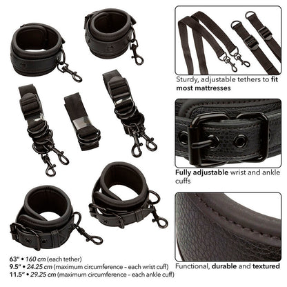 CALEXOTICS - NOCTURNAL BED RESTRAINTS LEATHER ADJUSTABLE BLACK - My naughty haven #