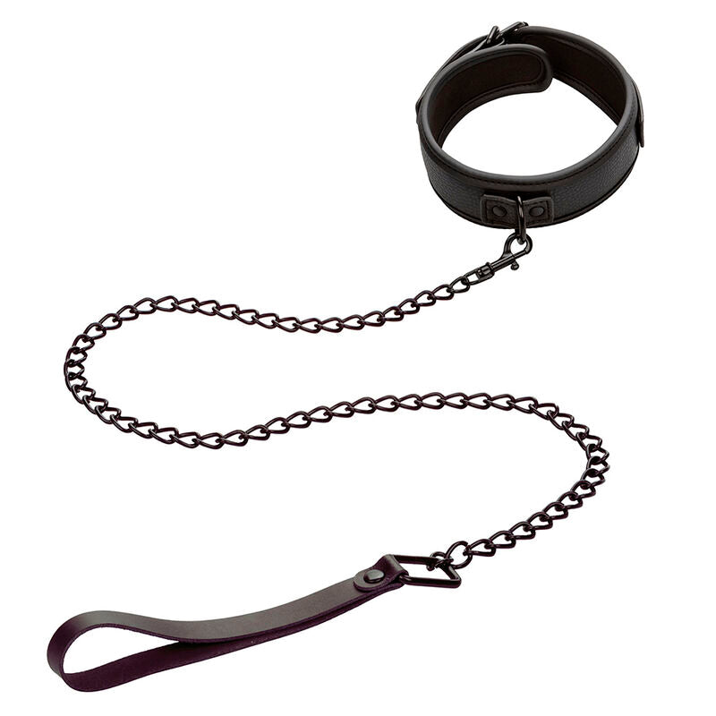 CALEXOTICS - NOCTURNAL COLLAR & LEASH LEATHER ADJUSTABLE BLACK - My naughty haven #