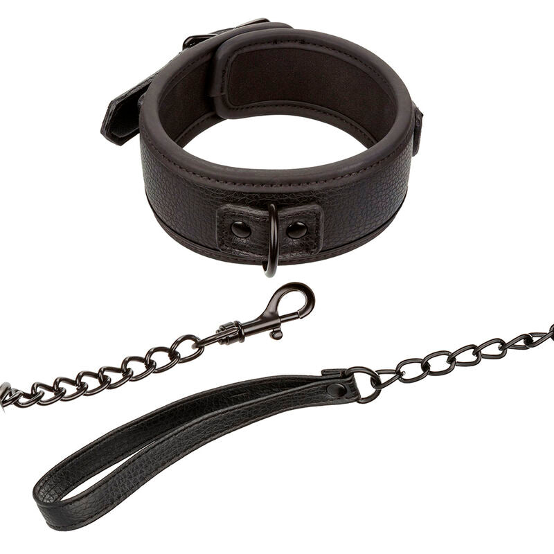 CALEXOTICS - NOCTURNAL COLLAR & LEASH LEATHER ADJUSTABLE BLACK - My naughty haven #