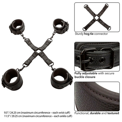 CALEXOTICS - NOCTURNAL HOG TIE CONNECTOR CUERO AJUSTABLE BLACK - My naughty haven #