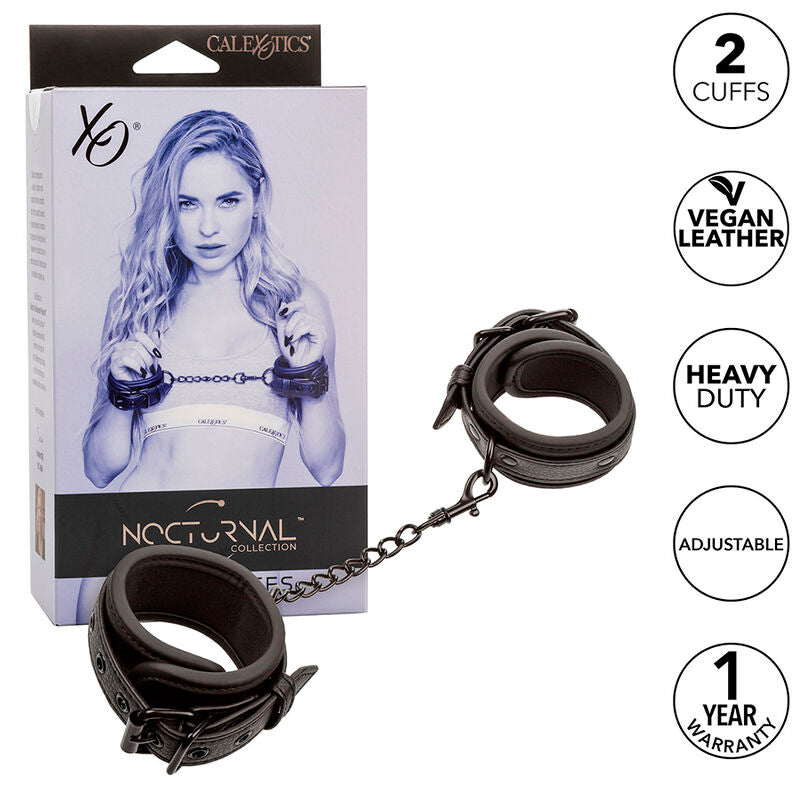 CALEXOTICS - NOCTURNAL LEATHER WRIST CUFFS ADJUSTABLE BLACK - My naughty haven #