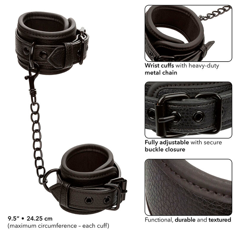 CALEXOTICS - NOCTURNAL LEATHER WRIST CUFFS ADJUSTABLE BLACK - My naughty haven #