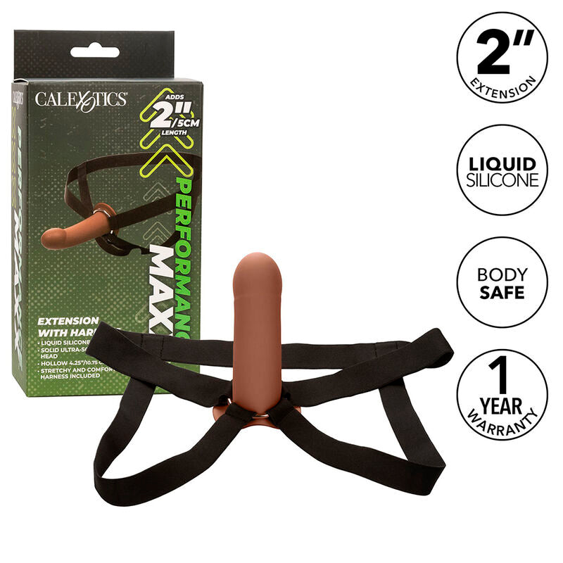 CALEXOTICS - PERFORMANCE MAXX EXTENSION WITH HARNESS BROWN SKIN - My naughty haven #
