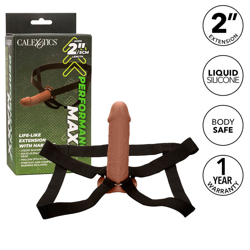 CALEXOTICS - PERFORMANCE MAXX LIFE-LIKE EXTENSION WITH HARNESS BROWN SKIN - My naughty haven #