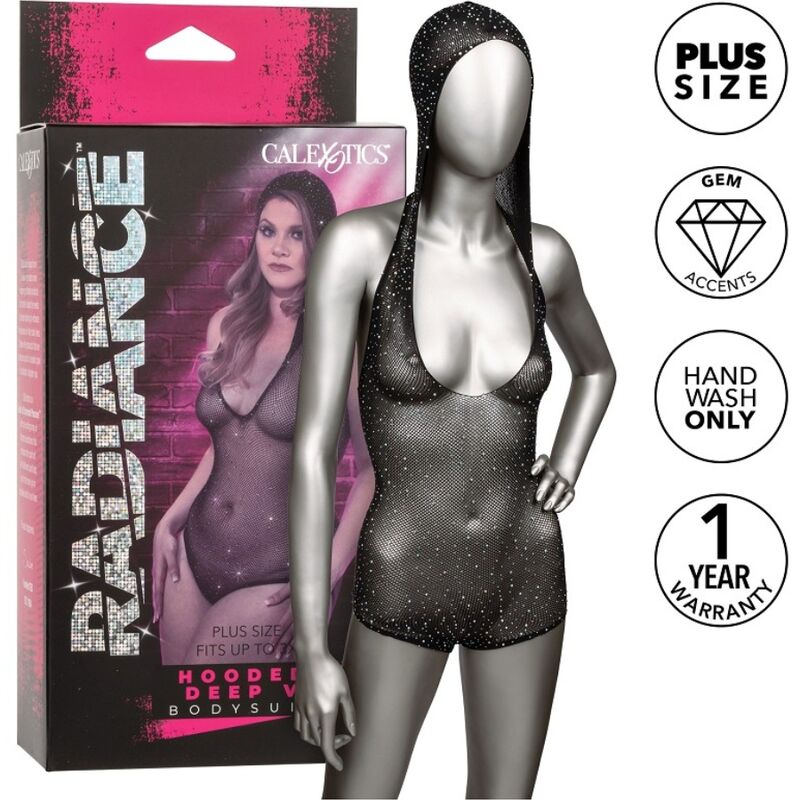 CALEXOTICS - RADIANCE HOODED DEEP V BODYSUIT PLUS SIZE - My naughty haven #