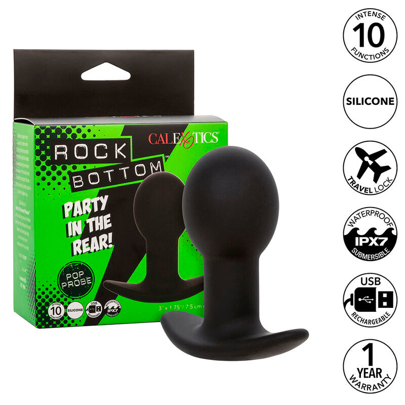 CALEXOTICS - ROCK BOTTOM ANAL PLUG 10 VIBRATIONS SILICONE BLACK - My naughty haven #