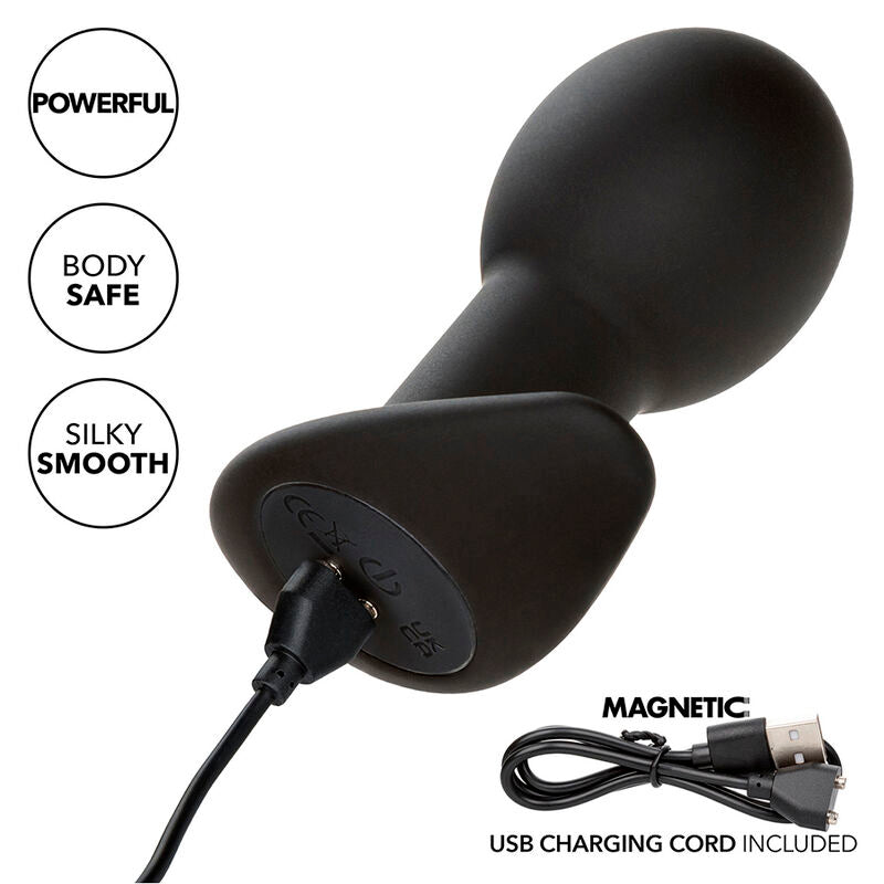 CALEXOTICS - ROCK BOTTOM ANAL PLUG 10 VIBRATIONS SILICONE BLACK - My naughty haven #