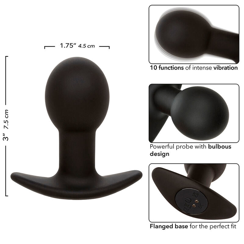 CALEXOTICS - ROCK BOTTOM ANAL PLUG 10 VIBRATIONS SILICONE BLACK - My naughty haven #