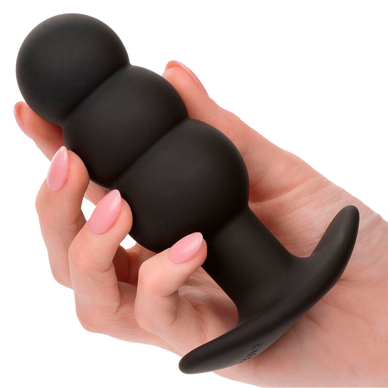 CALEXOTICS - ROCK BOTTOM BEADED ANAL PLUG 10 VIBRATIONS SILICONE BLACK - My naughty haven #
