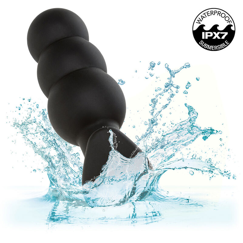 CALEXOTICS - ROCK BOTTOM BEADED ANAL PLUG 10 VIBRATIONS SILICONE BLACK - My naughty haven #