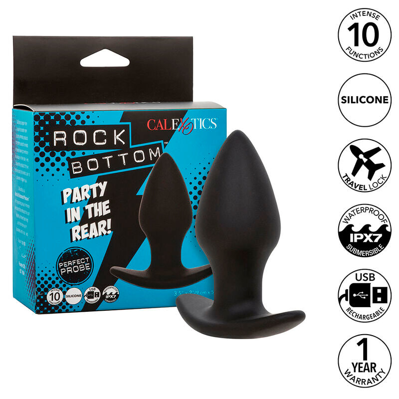 CALEXOTICS - ROCK BOTTOM PERFECT ANAL PLUG 10 VIBRATIONS SILICONE BLACK - My naughty haven #