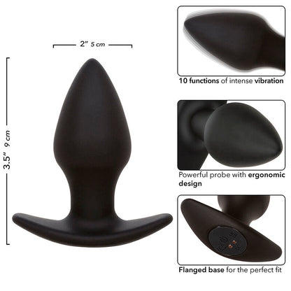 CALEXOTICS - ROCK BOTTOM PERFECT ANAL PLUG 10 VIBRATIONS SILICONE BLACK - My naughty haven #