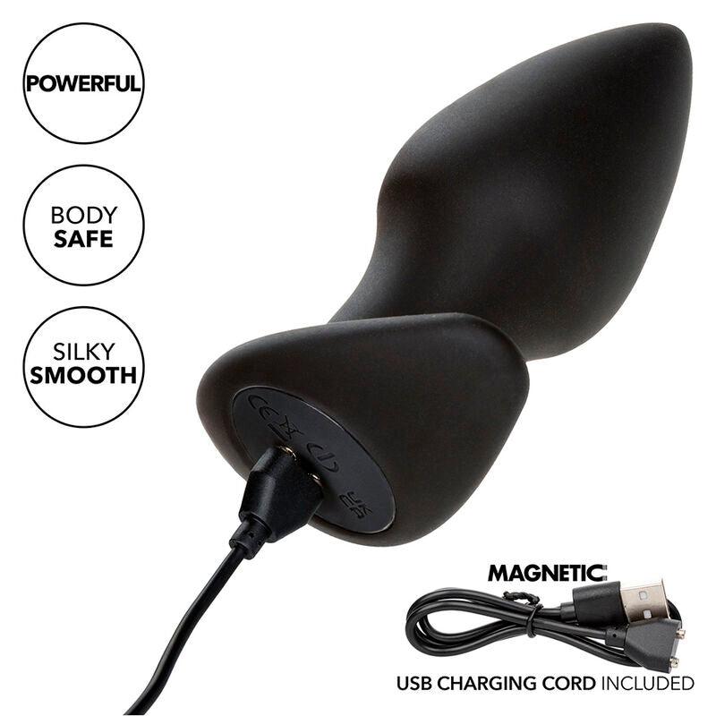 CALEXOTICS - ROCK BOTTOM PERFECT ANAL PLUG 10 VIBRATIONS SILICONE BLACK - My naughty haven #